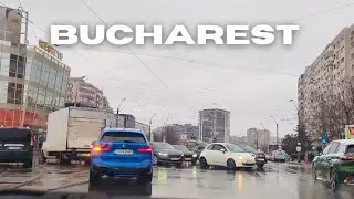 Driving in BUCHAREST on a light snow Berceni Piata Sudului Vacaresti Vitan ROMANIA BUCURESTI 