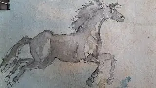 How to draw a jumping Horse easy (Lesson-9) on hand made paper #creative #animalart #art #sketch