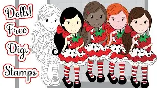 Dolls! Created with Free Digi Stamp