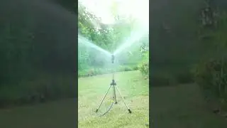 Rotating Tripod Sprinkler, Adjustable coverage for targeted hydration of surrounding plants
