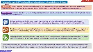 Presumption against violation of international law - Interpretation of Statutes  LLB