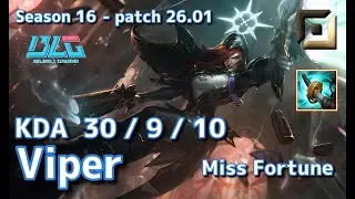 【KRサーバー/GM】BLG Viper ミスフォーチュン(Miss Fortune) VS ユナラ(Yunara) BOT - Patch26.01 KR Ranked【LoL】