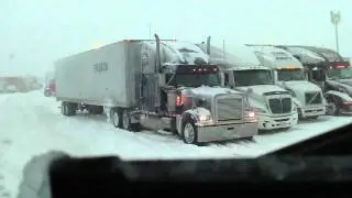 Truck stop mainia in snow.