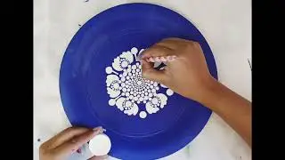 Old Plate Makeover | White Dot Mandala on Blue Plate