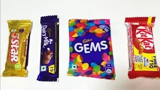 Satisfying video asmr video chocolate unboxing video kitkat and gems and dairy milk chocolate 5star 