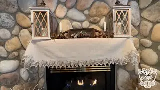 Neutral Earth Tone Beige Lace Mantel Scarf