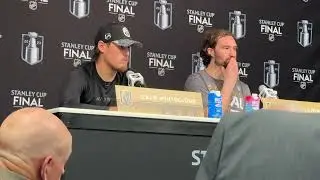 Zach Whitecloud & Mark Stone talk Adin Hill save, winning Game 1.