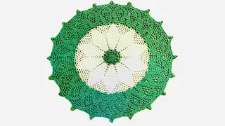 تحفة كروشيه دائرية بلونين 💚🤍مفرش  يعطي فخامة لأي طاولة 🧶(( 3 ))