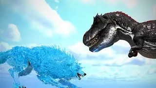ICE WOLF vs. YETI/ALPHA DINOS and More | ARK Dino Battle 🦎