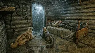 Thunderstorm Camp in a Wooden Cabin / Alone with my Dogs in Pallet Wood Cabin | RDR2 ASMR