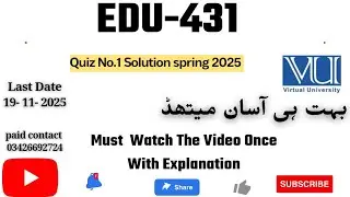 EDU431 - Test Development & Evaluation (Quiz 1) 💯 Percent Paid Whatsapp 03426692724