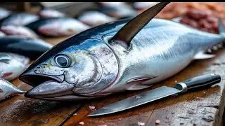 Tuna Cutting Skills at the Fish Market in Sorong City, Indonesia