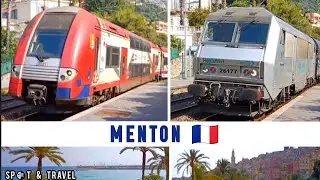 Menton | Staaltrein uit Itali&euml; | Monaco-TER 2N NG // Cargo train IT-FR | SNCF Regional | 13-10-25.