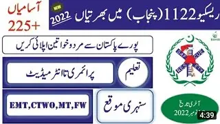 New Punjab Emergency Service Rescue 1122 Jobs 2022||1122 Jobs||October 21, 2022