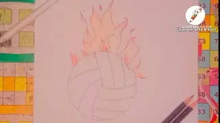 🖤🔥 Fiery Volleyball Drawing | Easy Sports Sketch for Beginners | Chandni arts & fun! 🎈