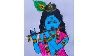 How to Draw Lord Krishna easy line Drawing step by step । Janmashtami Special Drawing।