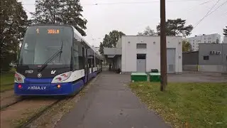 Latvia, Riga, tram 1 ride from Imanta to Kurzemes prospekts