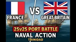 Naval Action PVP | Trinidad Port Battle | EPIC FIGHT! | France vs Great Britain