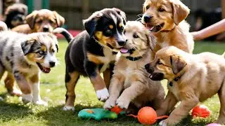 Play time of Puppies||A group of puppies playing together|| Fun for kids|| learning with fun||😀☺️☺️