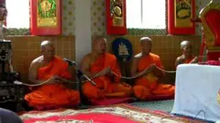 A holy ceremony to bless Buddha amulets (Mantra chanting session)