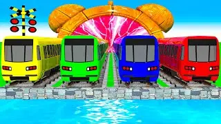 【踏切アニメ】あぶない電車【カンカン】電車 4 TRAIN RAINBOW COLORS 🚦 Fumikiri 3D Train Railroad Crossing Animation2026#3