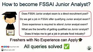 How to become FSSAI Junior Analyst❓| All queries solved ✅ | Must watch for Freshers 🎓