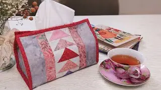Patchwork tutorial: sew a gorgeous tissue cover with your scrap fabrics