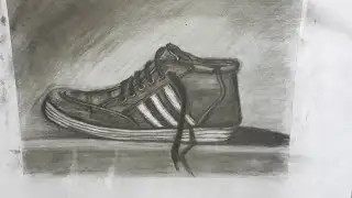 Still Life 5 | Adidas Shoe | Charcoal Drawing.