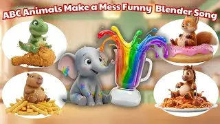 ABC Animals Blender Mess Song 🟢🍔 | Funny Food Splash Colors | ABC Song for Kids