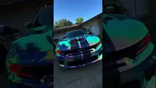 Widebody Hellcat RedEye Wrapped in Frozen Berry with Galaxy print stripes Done by @afwraps