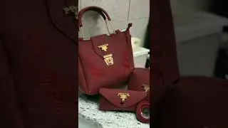 Prada 3 Pcs Shoulder Bag for Girls Stylish Embroided Design Soft Leather Good Quality Price Rs:2000