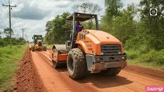 The So Far​ Mound Gravel Cutting By Big Grader | Process Grader Pushing Gravel Making Village Road