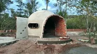 016 Building a Dome House, entryway floor done, and second dome begins! and skylight goes up!