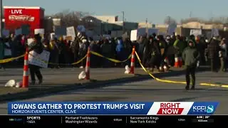 Trump in Iowa: Protesters take to streets in Clive
