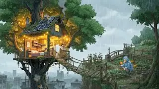 🏡Building a Cozy Shelter deep in a Hollow. Peaceful family time on a rainy day | Ghibli Style Video