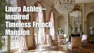 Laura Ashley&ndash;inspired Timeless French Mansion: Opulent fabric, crystal chandelier & faded rose tone