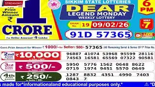 SIKKIM  STATE LOTTERY RESULT TODAY 6 PM 09/02/2026 #lotterylivedraw
