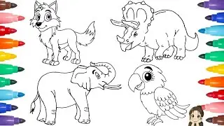 How To Draw 4 Wild Animals | Easy Animals Drawing Step-by-Step For Beginners | Children Draw Animals