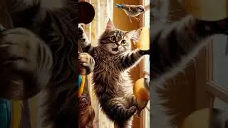 Неожиданный визит 🦜 🐦 #myfantasyartalla #cats
