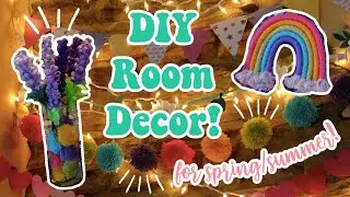 DIY Room Decor for Spring/Summer! 🌼  (garland, rainbow hanger, and felt flowers!)
