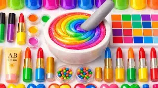 Satisfying Slime ASMR Video | DIY Making Glossy Slime Mixing Makeup Glitters Lipstick Hand Cream