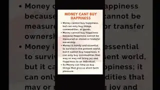 English Essay on Money Can't Buy Happiness 😊 | #english #essay #money #viral #shorts
