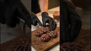 🥖🍫🪙🥛👂🍞Slicing geometric shape Chocolate mamos. molten chocolate oozing out #chocolate