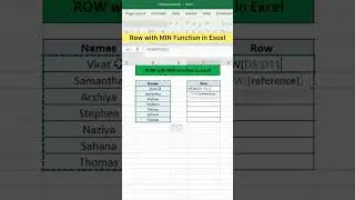 Row with Min Function in Excel | Advanced Excel Formula #excel #exceltutorial #exceltips