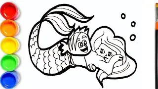 How to draw Ariel The Little Mermaid Disney Coloring Page Ariel, Flounder & Sebastian