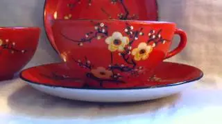 Vintage 1940's Hand Painted Tea Cups & Saucers Made In Japan