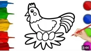 🐔Hen picture drawing,colouring painting for kids and toddlers||How to draw Hen step by step||kidsart