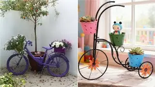 Велосипед с цветами. 10 великолепных идей каменного искусства, которые сделают ваш небольшой сад ...
