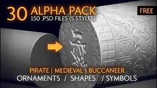 (БЕСПЛАТНО) Alpha Pack &mdash; VOL.1 Орнаменты и фигуры &mdash; Пиратская / Средневековая / Пиратская тема | Alpha Textures