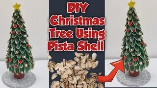 How to Make a Christmas Tree with Pista Shells | School Project | Best Out of Waste Craft #diy#craft
